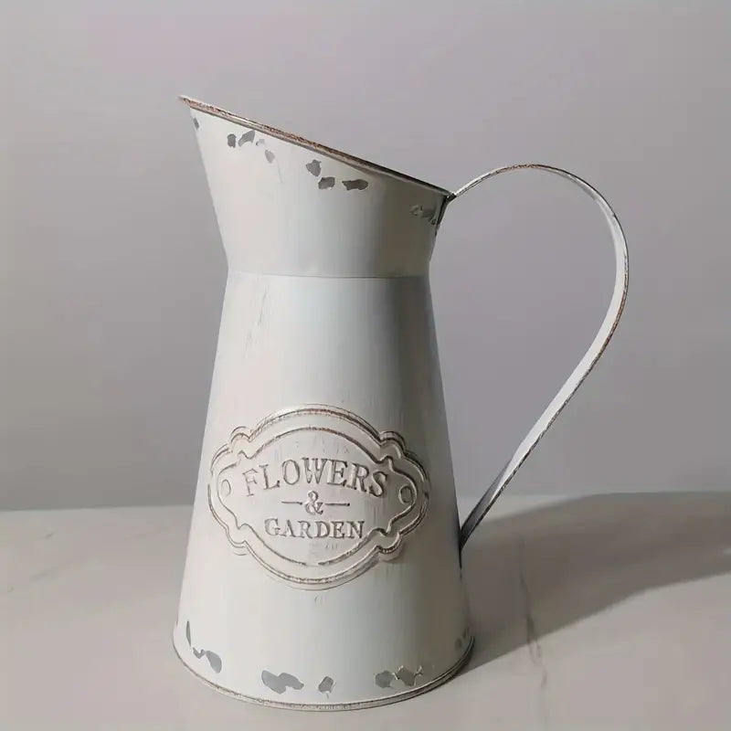 Farmhouse Vintage Style Metal Decorative Pitcher Rustic