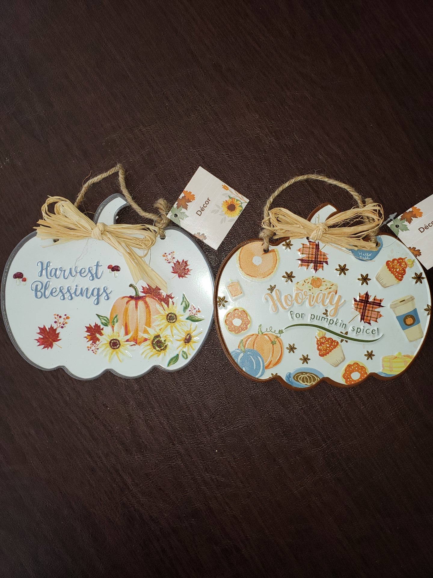 Fall Harvest Pair Hanging Pumpkin Signs
