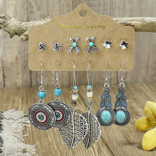 Set 6 pairs Fashion Earrings, Dangling and Stud