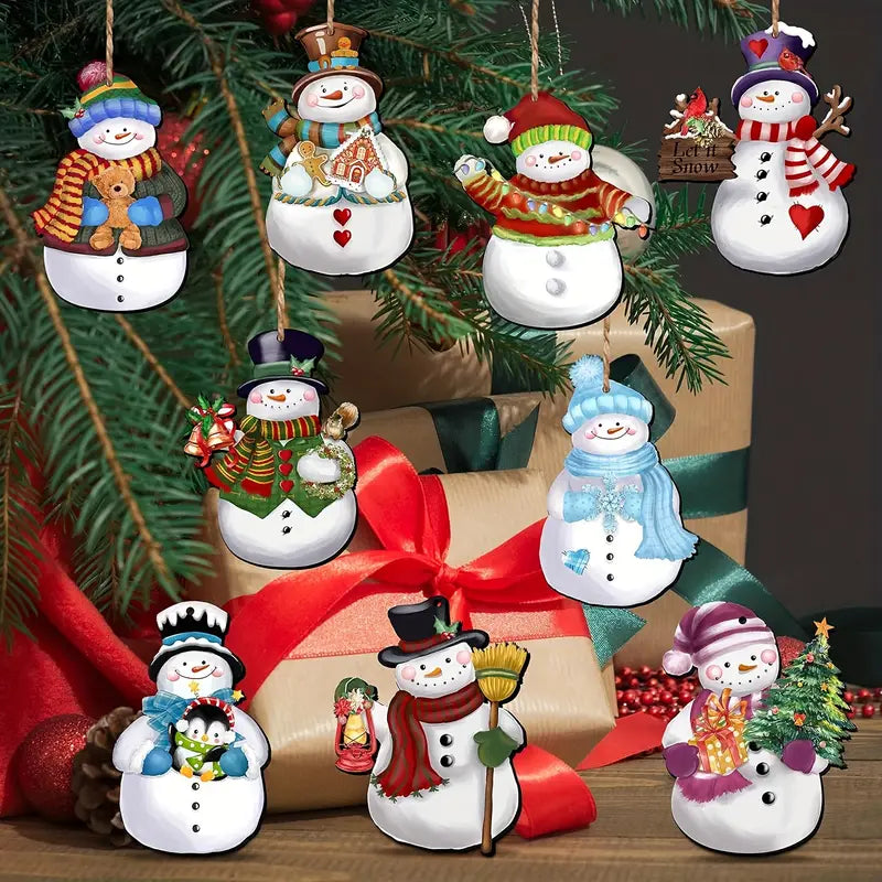 Set 12 Snowman Hanging Tree Ornaments