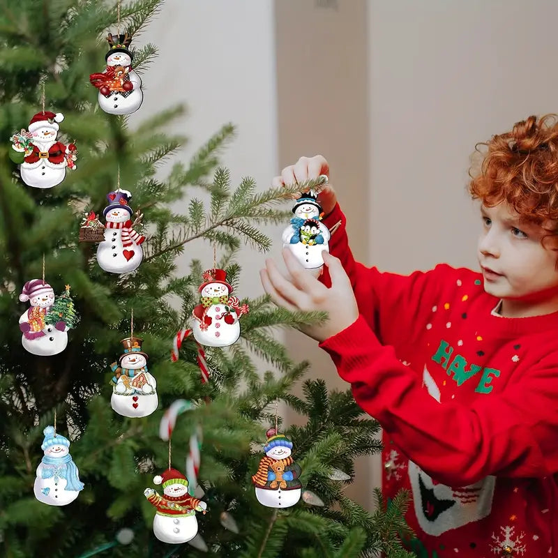 Set 12 Snowman Hanging Tree Ornaments