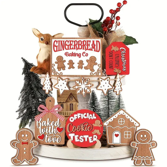 12 Piece Gingerbread Tiered Tabletop Decor