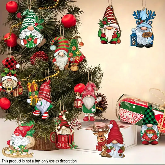 Gnome Santa Christmas Tree Ornaments Set 24