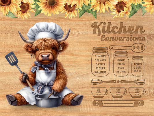 Adorable Highland Cow Cutting Board 11" by 8"