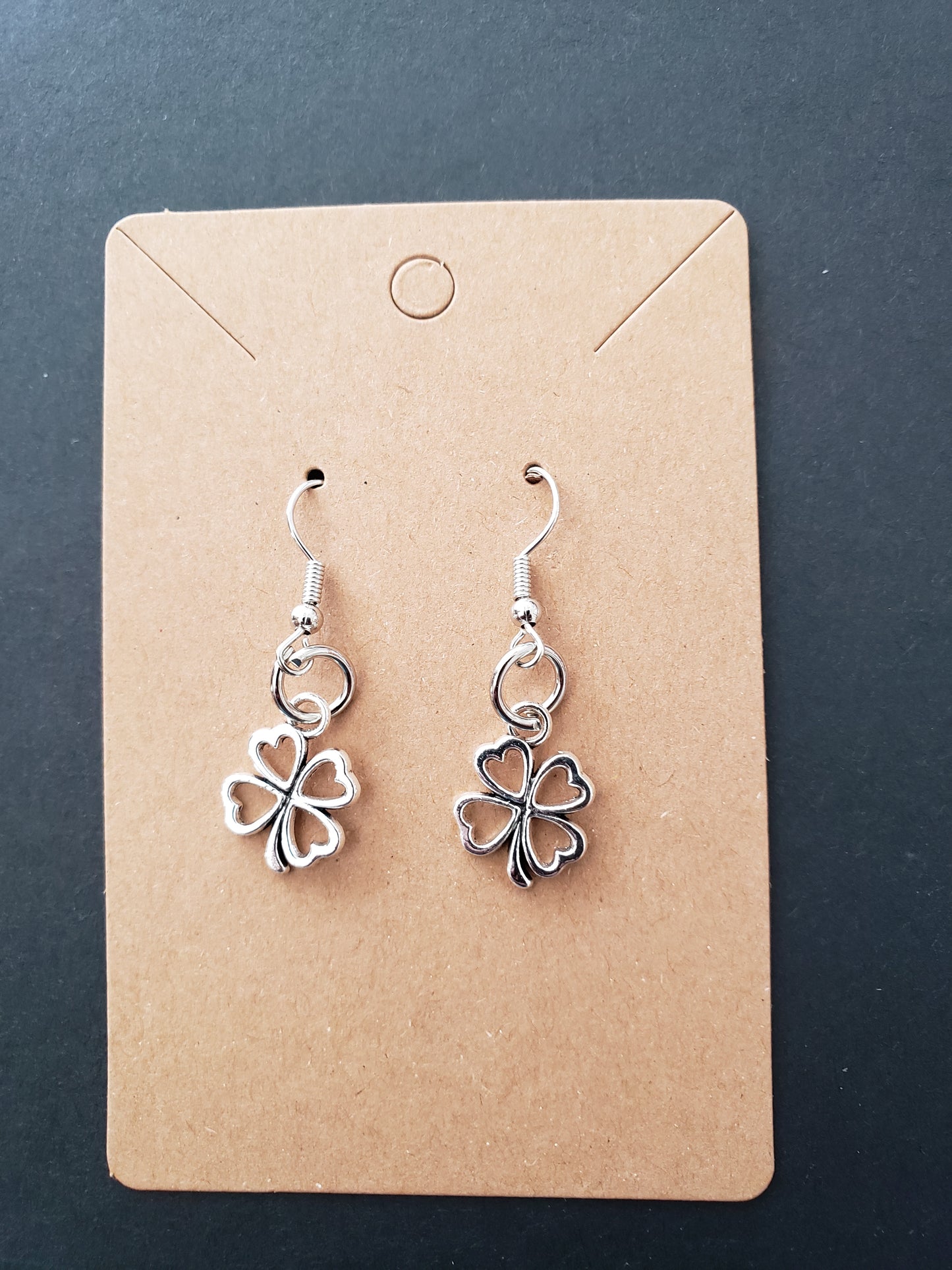 Fashion Silver Lucky 4 Leaf Clover Dangle Drop Earrings