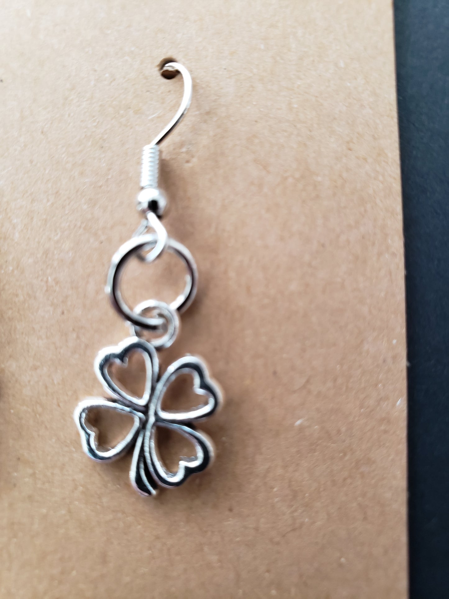 Fashion Silver Lucky 4 Leaf Clover Dangle Drop Earrings