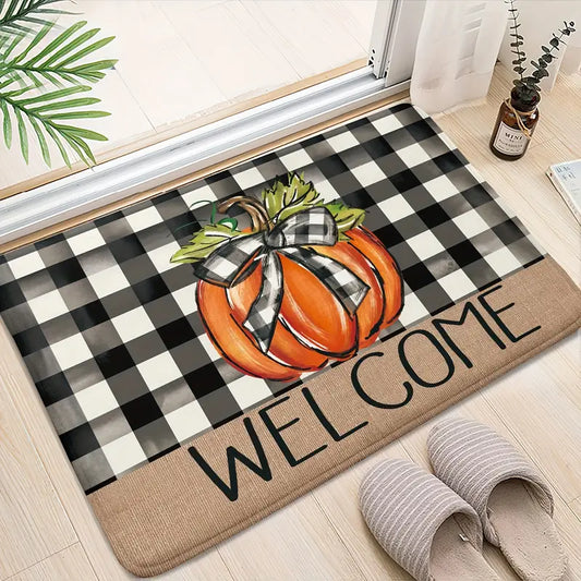 Farmhouse Buffalo Print Halloween  Mat