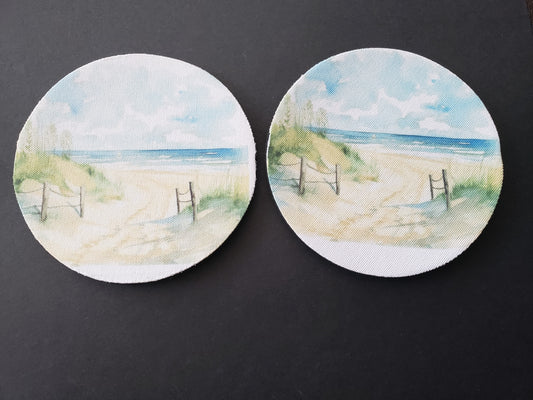 Coastal Neoprene Coasters Beach Scene Set 4