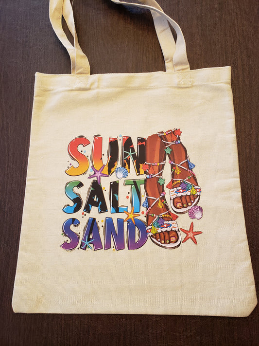 Beach Bag Tote Canvas  Sun Sea Salt
