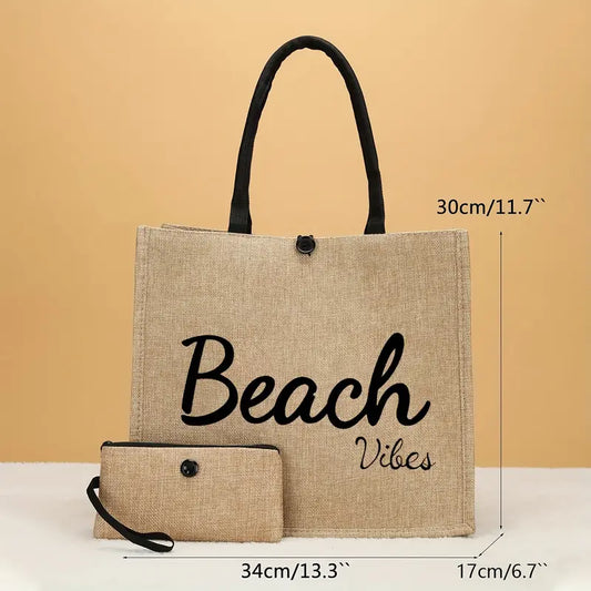 Beach Vibes Tote with Coin Purse Set