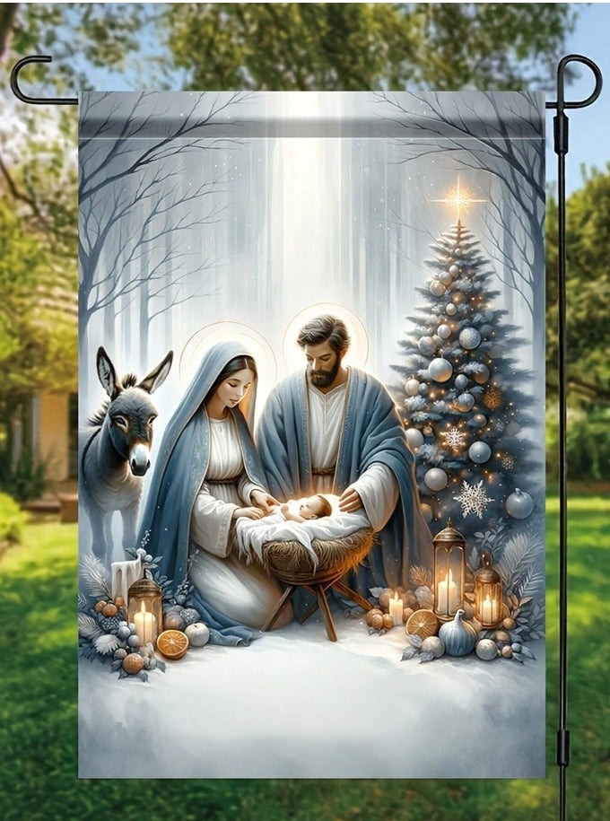 Holy Nativity Christmas Garden Flag Double Sided