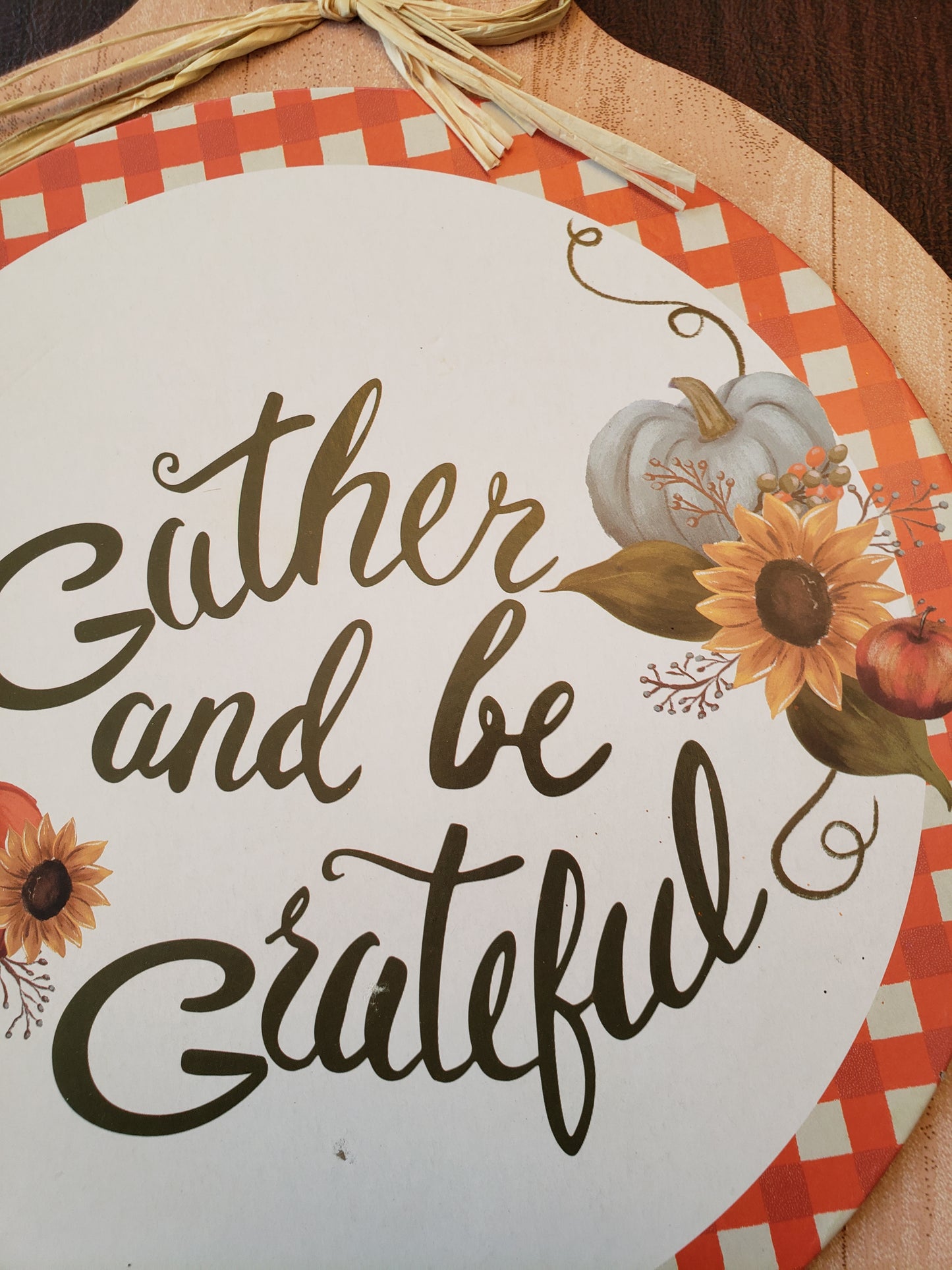 Thanksgiving Hanging Cutting Board "Gather and be Grateful: 13.5" x 10"