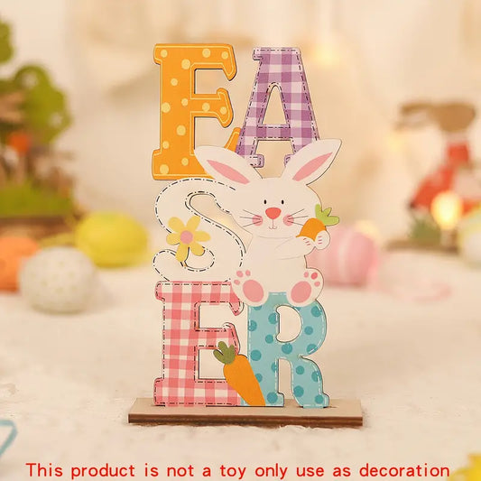 Easter Bunny Wooden Tabletop Decor Free Standing