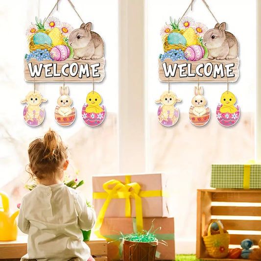 Easter Large Hanging Door Signs Welcome or Happy Easter