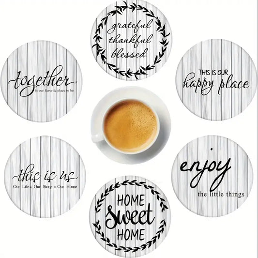 Farmhouse Wooden Coasters Set 6 White