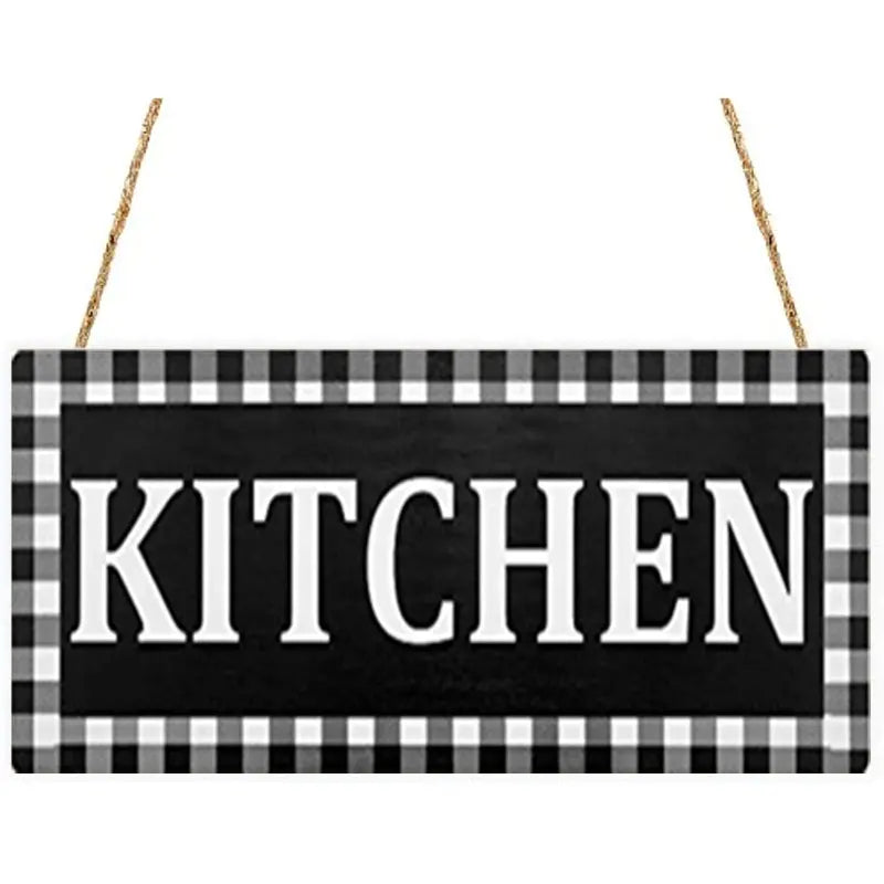 Farm House Black and White Buffalo Check Hanging Kitchen Sign