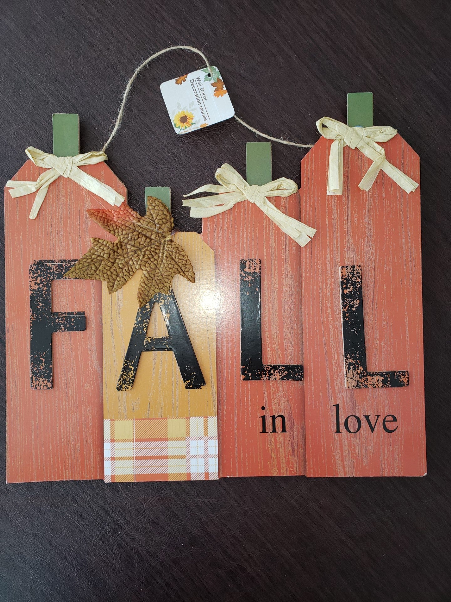 Fall Hanging Wood Door Sign 13 x 12 Fall in Love