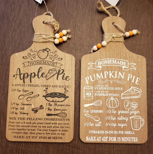 Farmhouse Hanging Cutting Boards Apple Or Pumpkin Pie Recipe