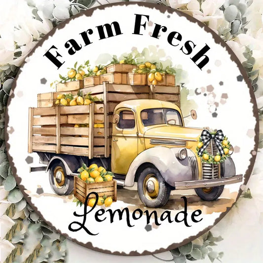 Farm Fresh Lemonade Hanging Metal Sign Truck Lemons