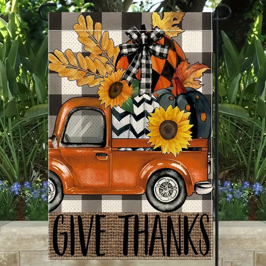 Welcome Fall Thanksgiving Farm Garden Lawn Flag 12 x 18 Give Thanks