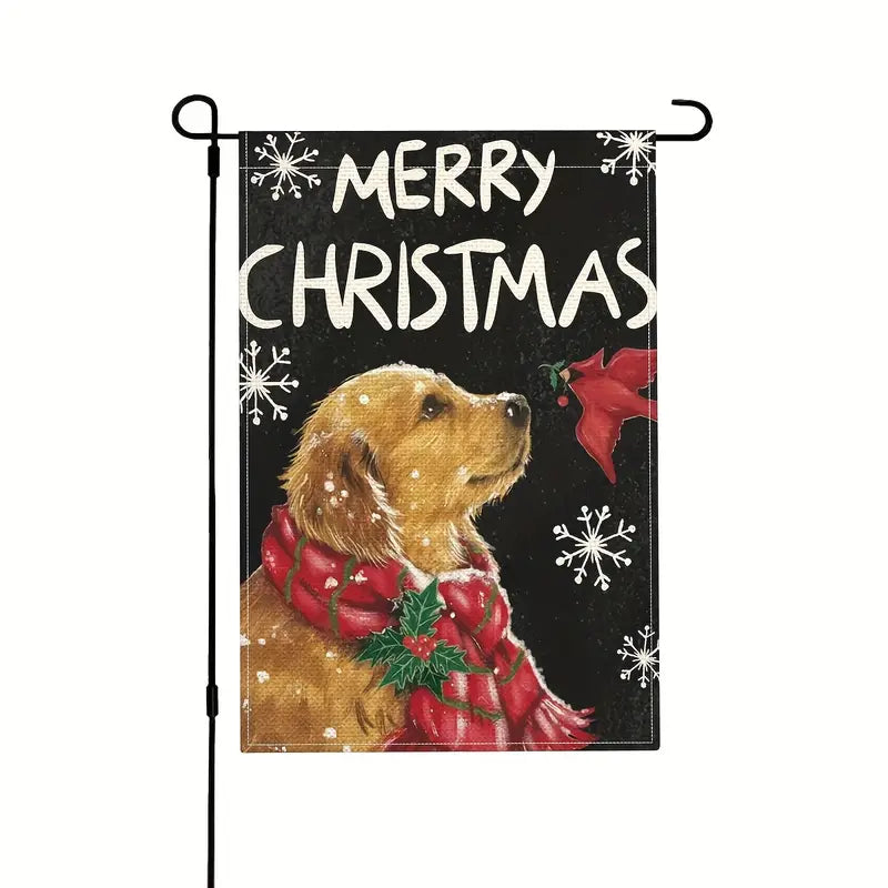 Golden Retriever Christmas Garden Lawn Flag Merry Christmas 12 x 18 Double Sided