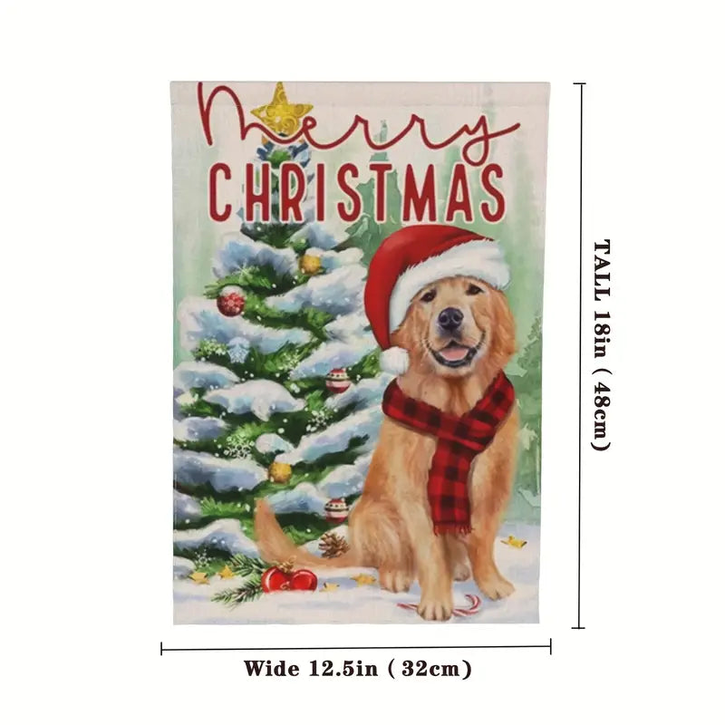 Golden Retriever Christmas Garden Lawn Flag Merry Christmas 12.5 x 18