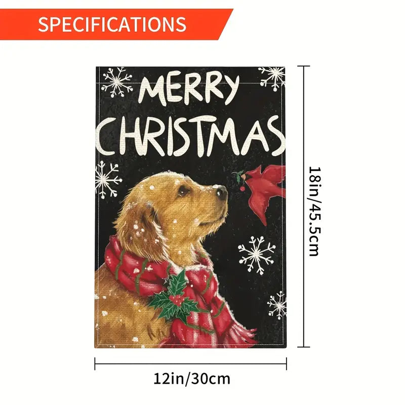 Golden Retriever Christmas Garden Lawn Flag Merry Christmas 12 x 18 Double Sided