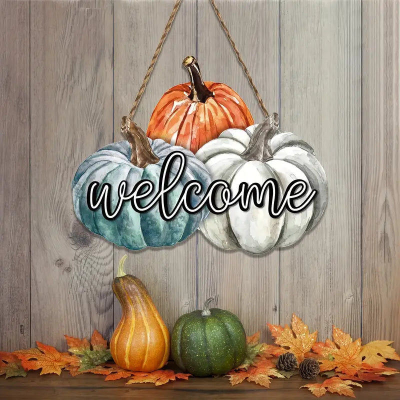 3 Pumpkin Welcome Buffalo Print Sign Fall Decor Harvest Thanksgiving and Halloween (Copy)