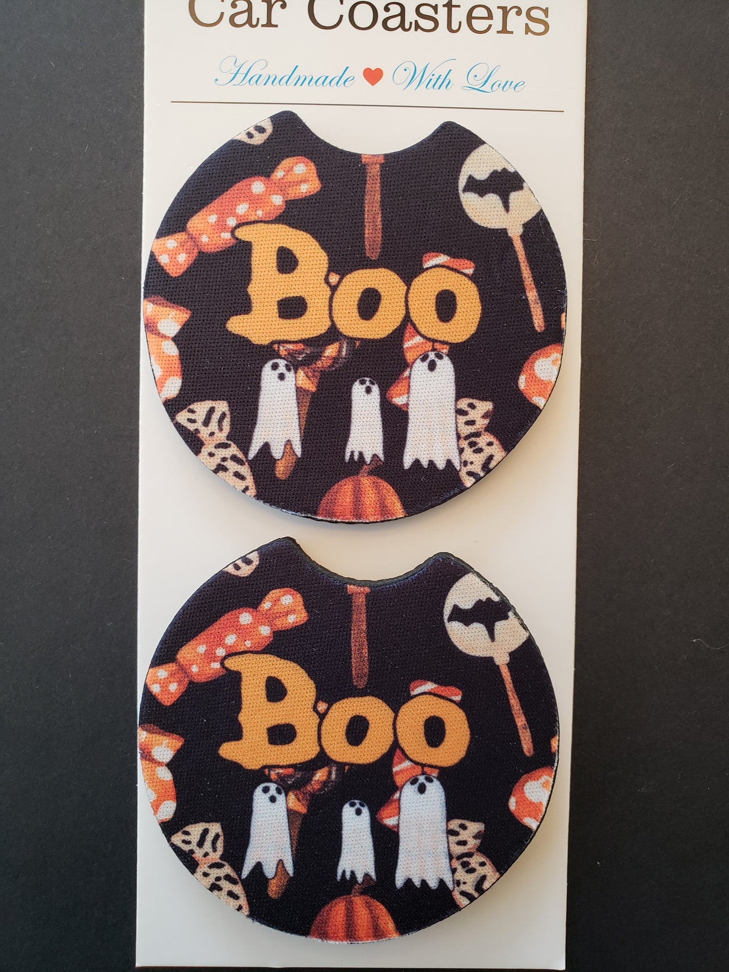 Halloween Car Coasters Absorbent Neoprene Set 2