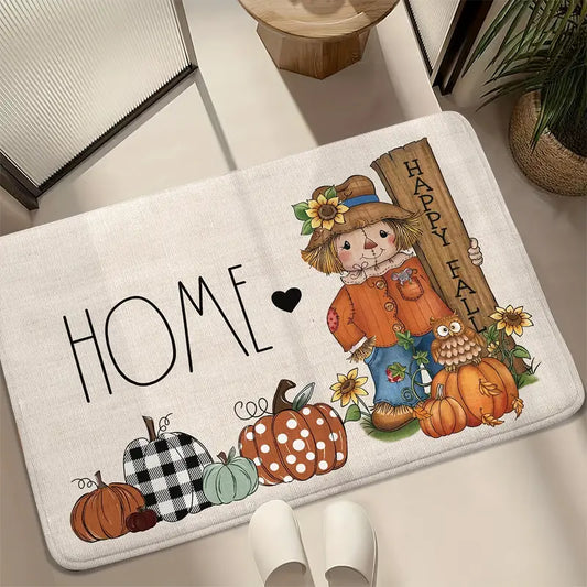 Halloween Home Mat Pumpkins Scarecrow