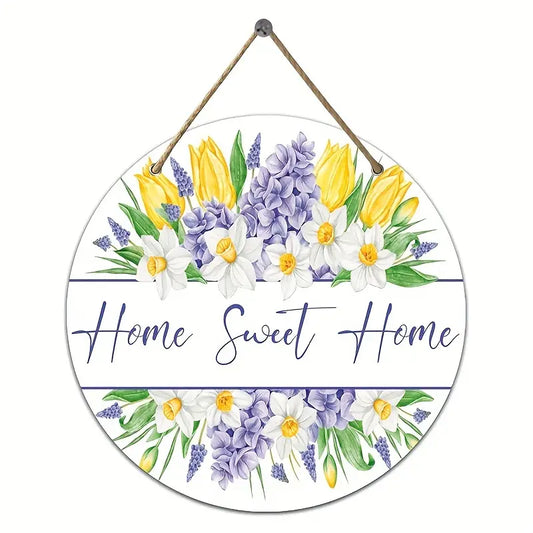 Summer Spring Home Sweet Home Hanging Floral Sign