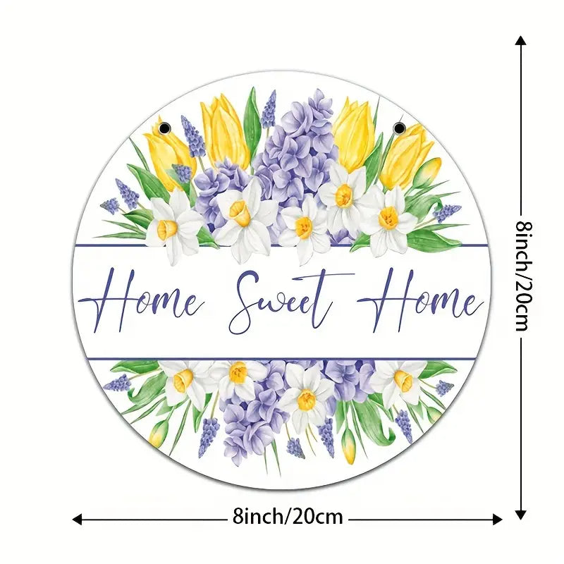 Summer Spring Home Sweet Home Hanging Floral Sign