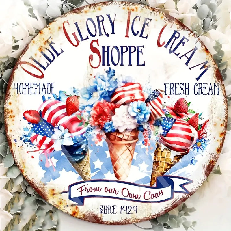 Vintage Style Olde Glory Ice Cream Metal Sign