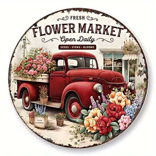 Farmhouse Flower Market Hanging Metal Sign Spring