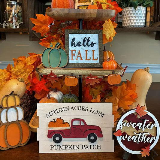 16 Piece Tiered Tabletop Decor, "Autumn Acres Farm"