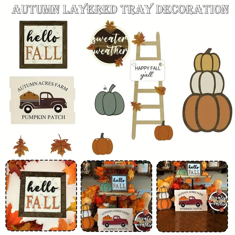 16 Piece Tiered Tabletop Decor, "Autumn Acres Farm"