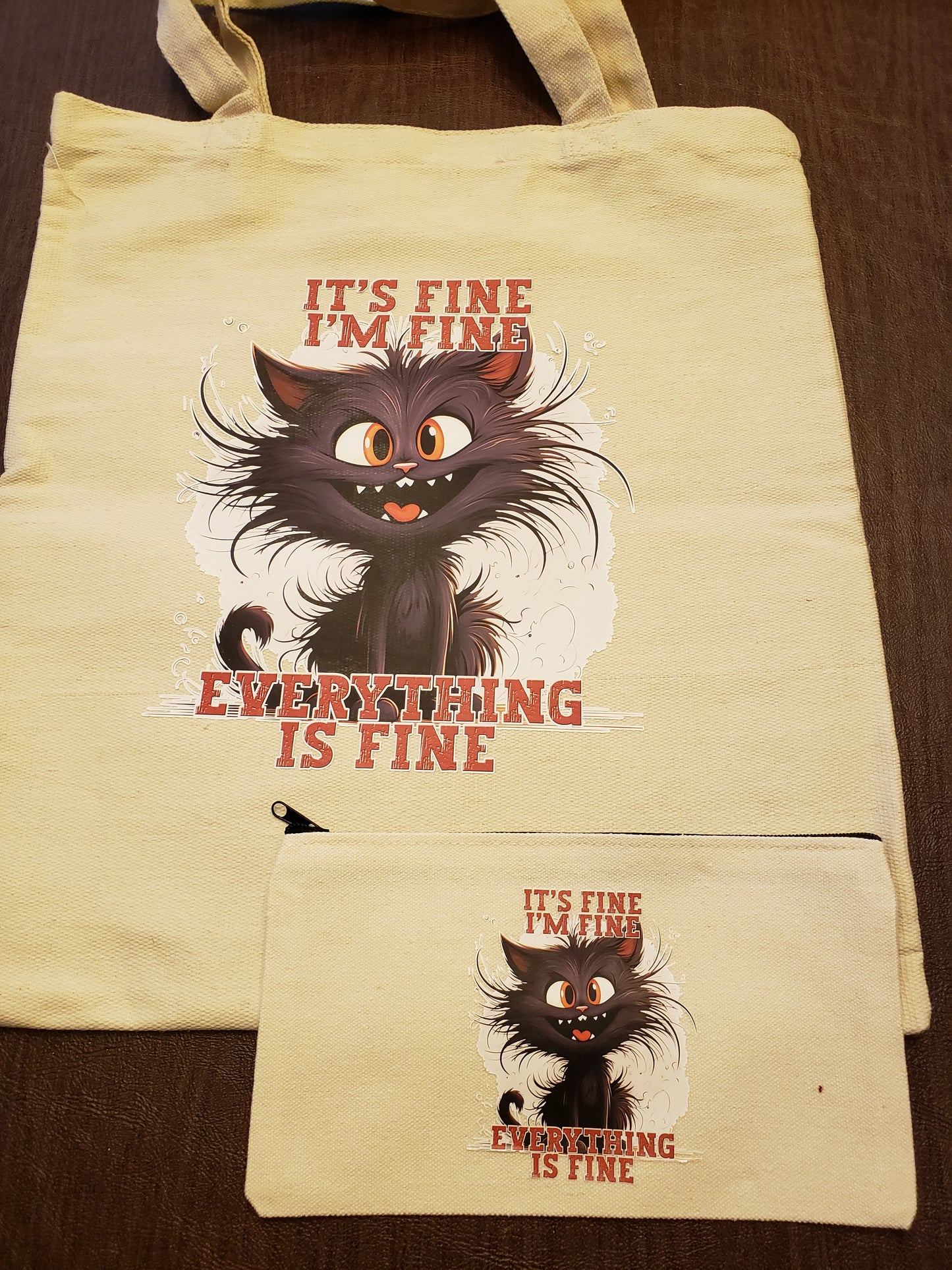 Funny Tote Bag Set, It's Fine I'm Fine Everything is Fine 2 pieces