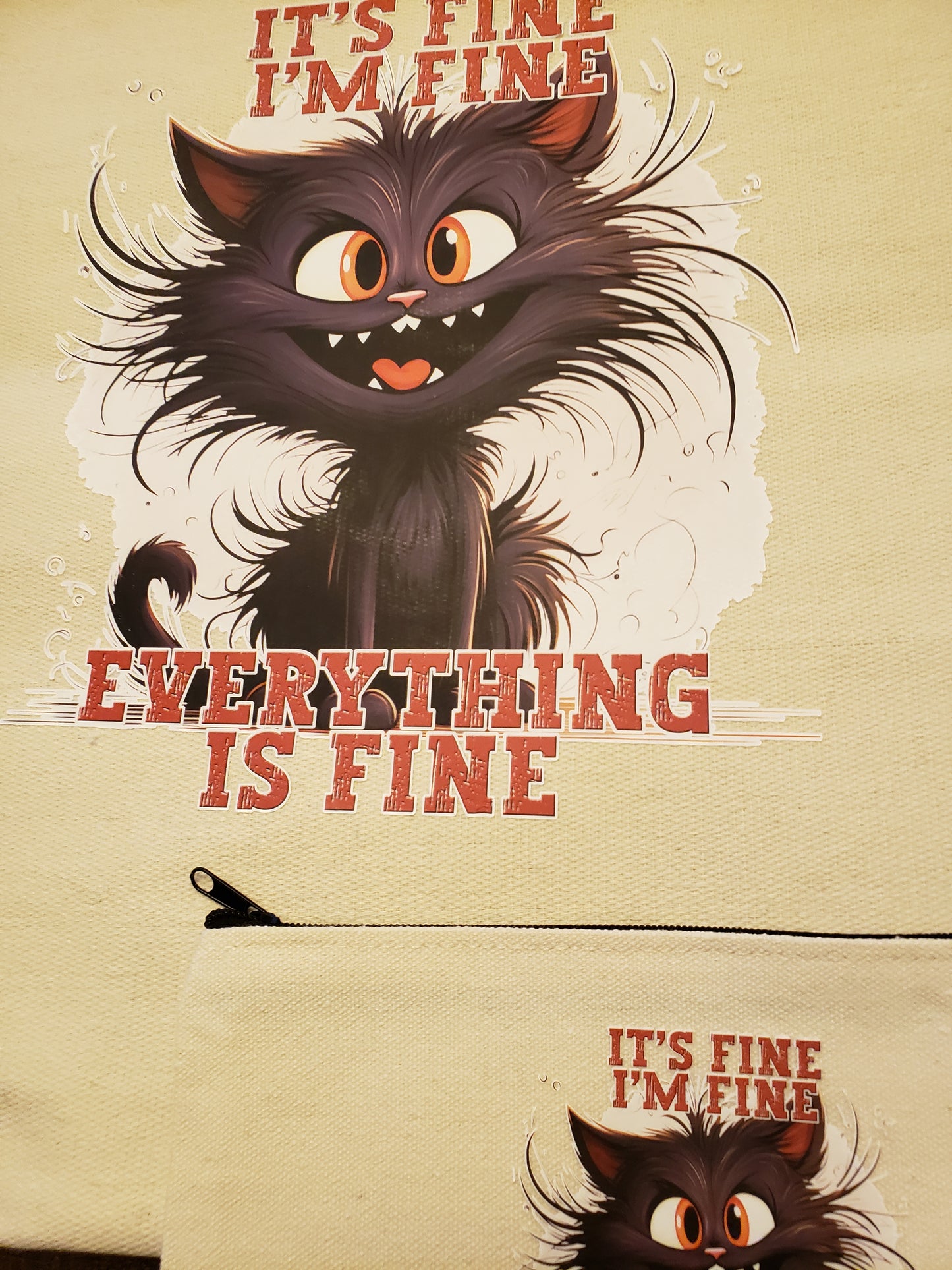 Funny Tote Bag Set, It's Fine I'm Fine Everything is Fine 2 pieces