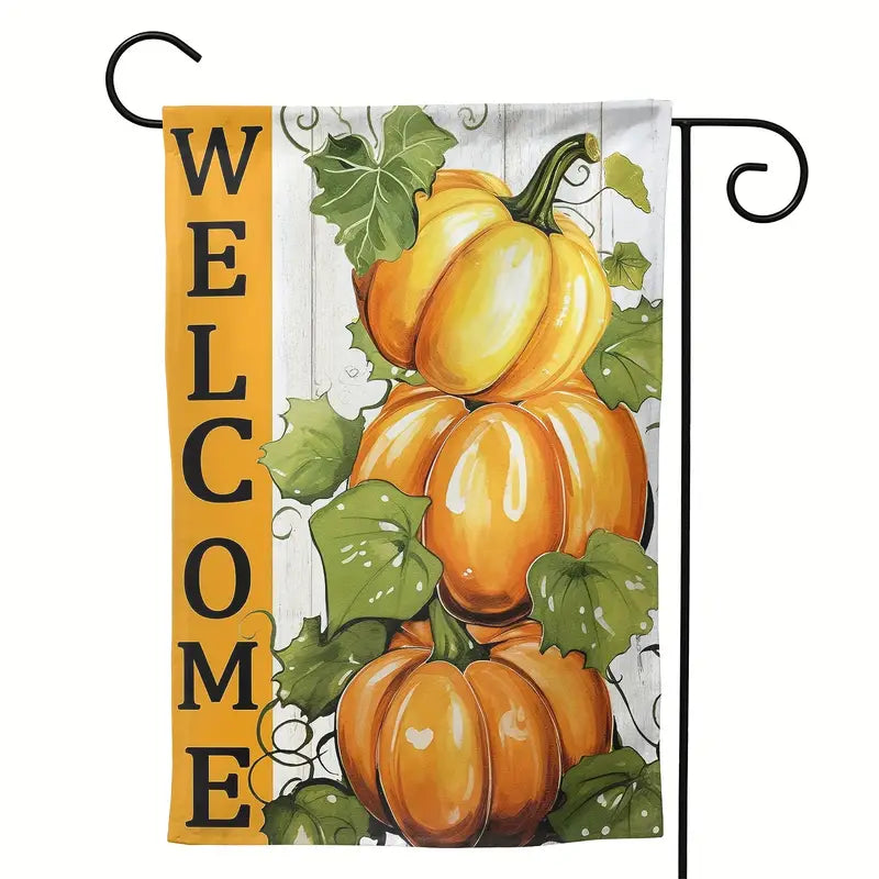 Fall Garden Lawn Flag Welcome Pumpkins Double Sided 12.5 x 18.5