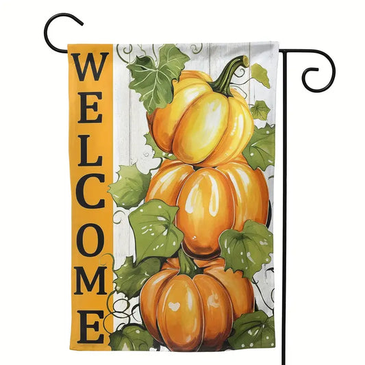 Fall Garden Lawn Flag Welcome Pumpkins Double Sided 12.5 x 18.5