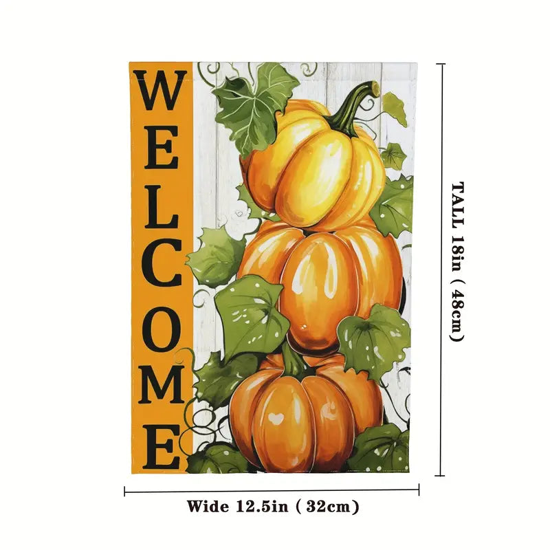 Fall Garden Lawn Flag Welcome Pumpkins Double Sided 12.5 x 18.5