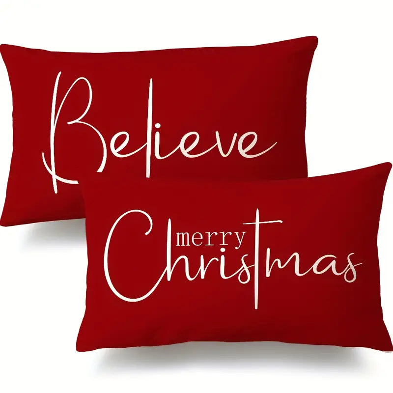 Christmas Throw Pillow Covers Set 2 20 x 12 Double Sided Print