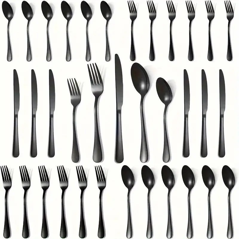 Black Stainless Steel Flatware Set 20 Pieces High Quality Mirror Finish