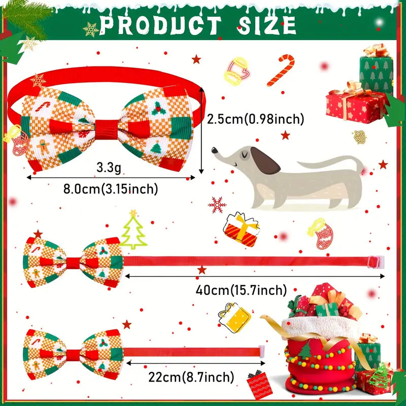 Adorable Christmas Bow Ties for Small Dogs Puppies and Cats Adjustable Set 10