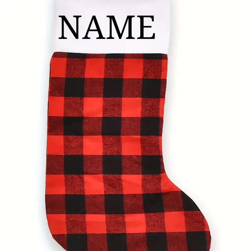 Personalized Red Buffalo Print Christmas Stocking 17"