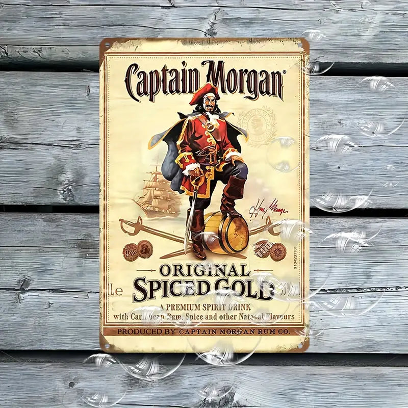 Captain Morgan Metal Rum Sign Retro Style