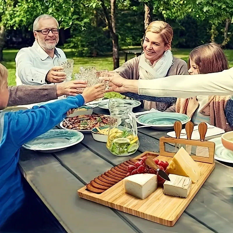 Bamboo Charcuterie Cheese Board Set 6 Pieces Great Gift