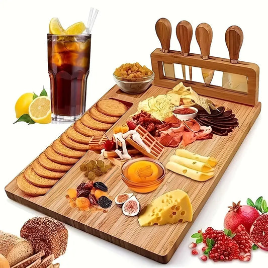 Bamboo Charcuterie Cheese Board Set 6 Pieces Great Gift