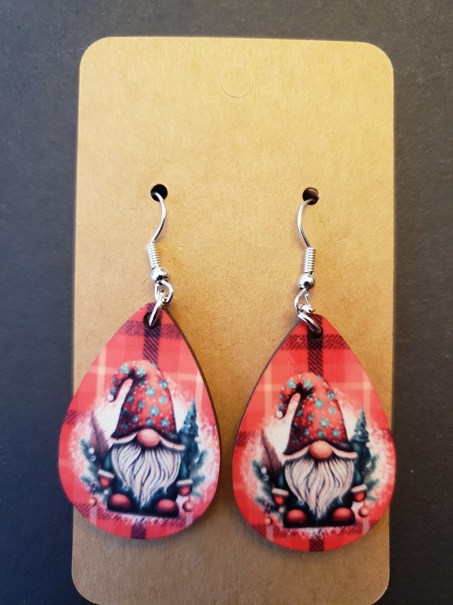 Fun Christmas Gnome Dangle Drop Teardrop Earrings