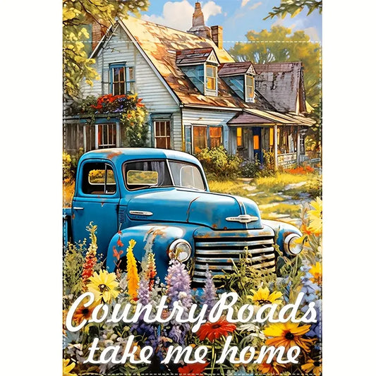 Fall Garden Lawn Flag COUNTY ROADS TAKE ME Double Sided 12 x 18